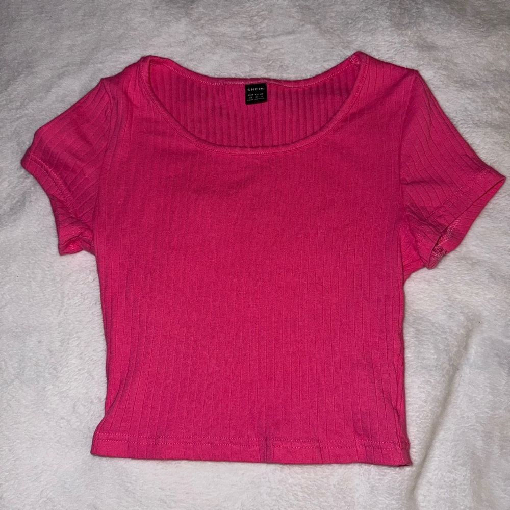 GIRLS SHEIN Pink Short Sleeve Crop Top